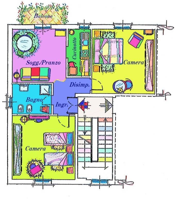 Planimetria - Trilocale via del Sole, 3, Bologna (zona Corticella) - foto 1
