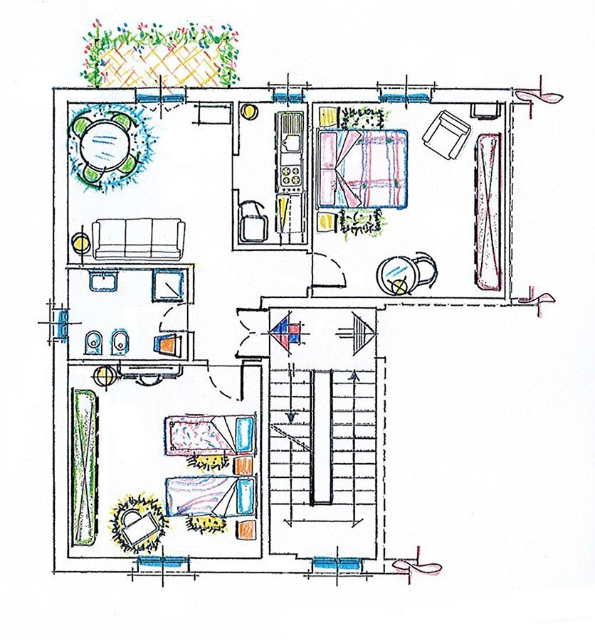 Trilocale via del Sole, 3, Bologna (zona Corticella) - planimetria 1