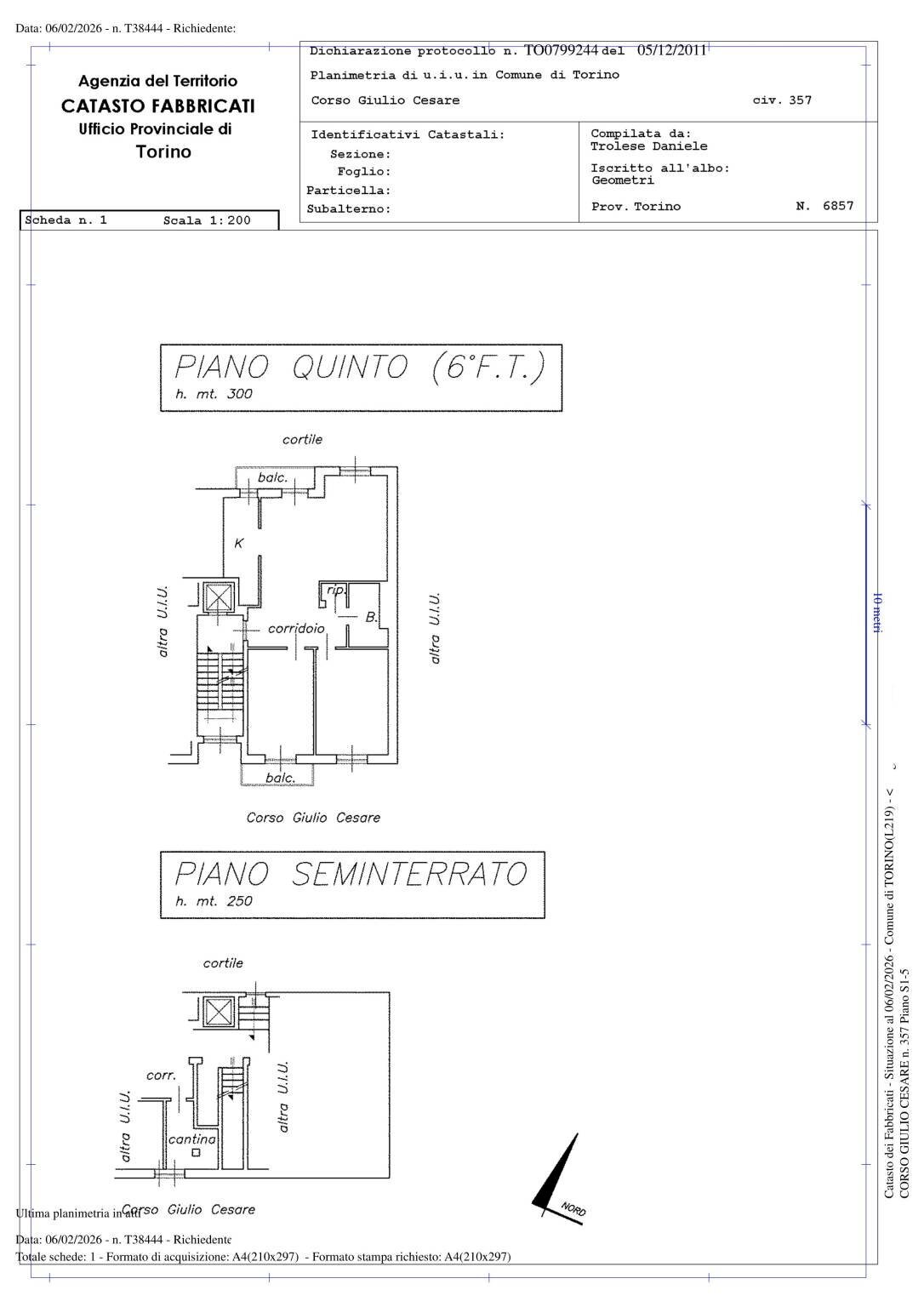 Four-room apartment corso Giulio Cesare, 357, Torino - floor plans 1