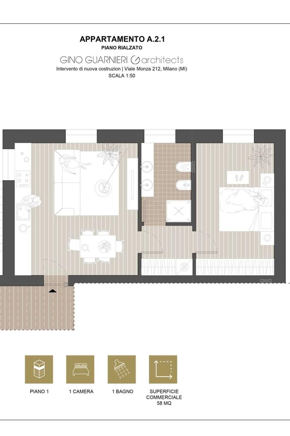 Bilocale viale Monza, 212, Milano (zona Precotto) - planimetria 1