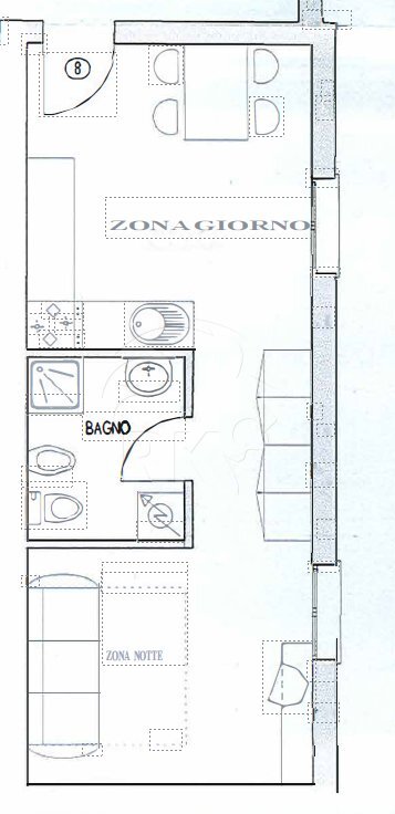 Planimetria - Monolocale Bologna (zona Saragozza) - planimetria 1