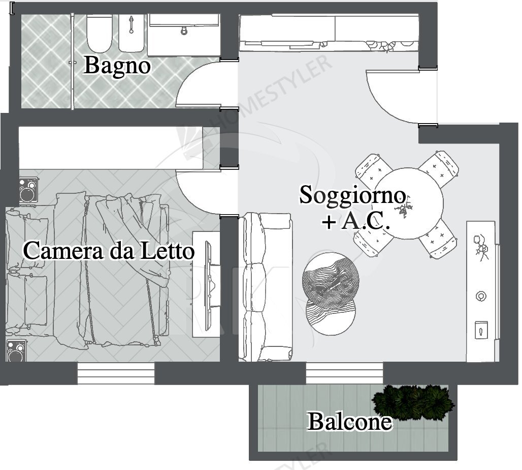 Galliera - Plan U1.png - Bilocale Via Galliera 55, Bologna (zona Centro Storico) - planimetria 1