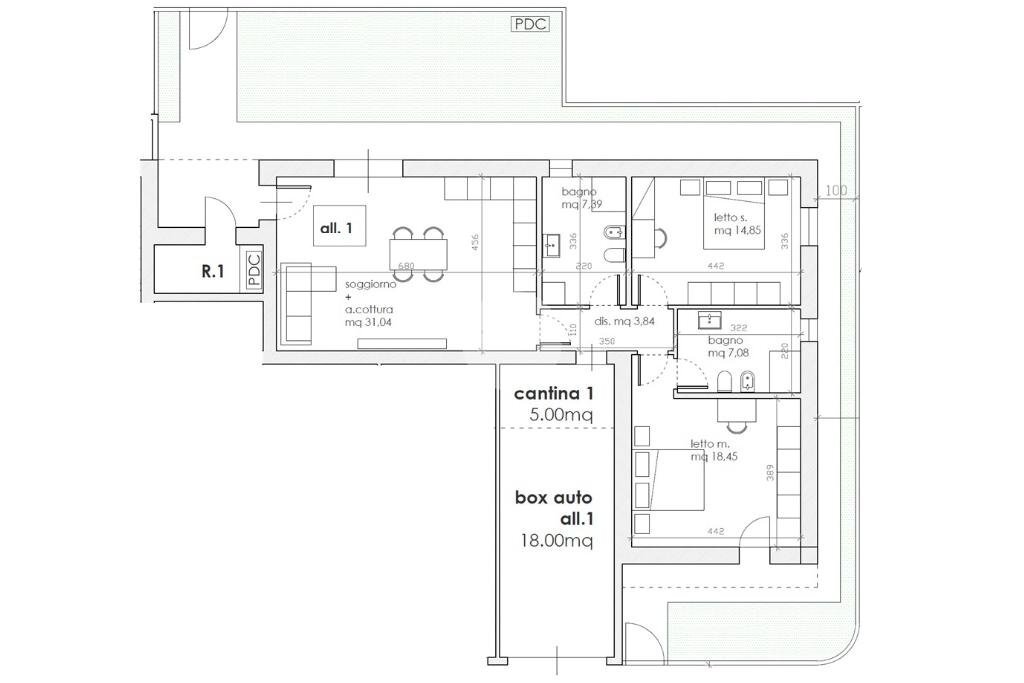 Trilocale Via Madre Teresa di Calcutta, Valsamoggia (zona Albareto - Mulini Nuovi) - planimetria 1