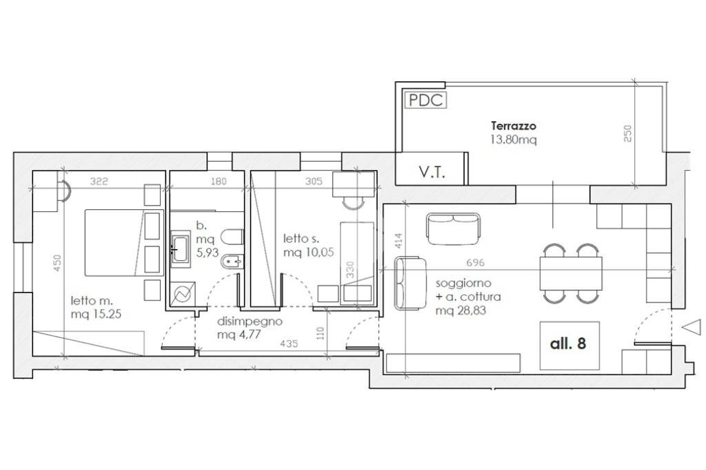Trilocale Via Madre Teresa di Calcutta, Valsamoggia (zona Albareto - Mulini Nuovi) - planimetria 1