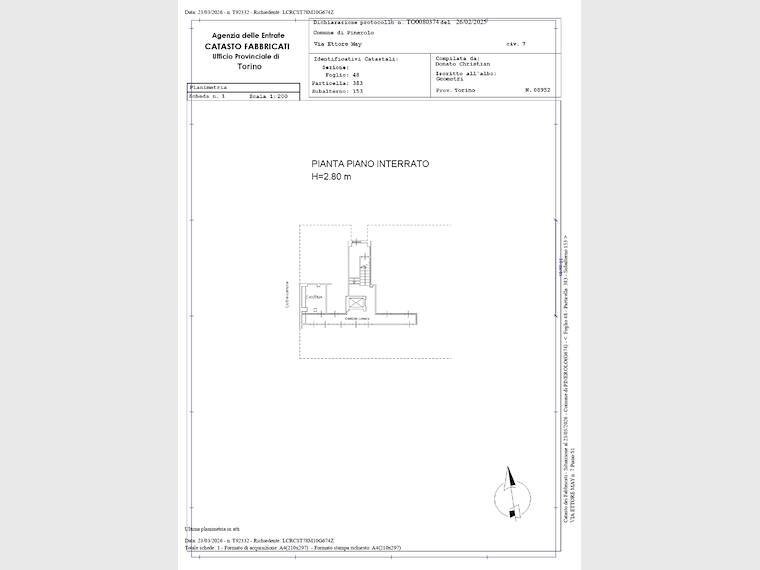 Trilocale Via Ettore May, 7, Pinerolo - planimetria 1