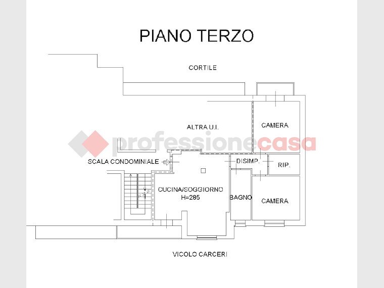 Trilocale Vicolo Carceri, 10, Pinerolo - planimetria 1