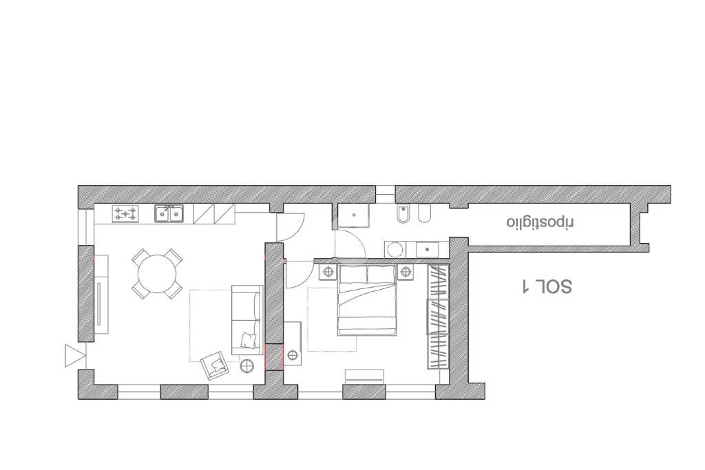 Two-room apartment Via Archibugieri, Pinerolo - floor plans 1
