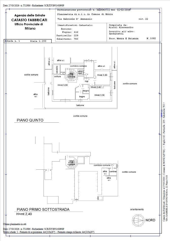Foto 46 - Trilocale Via Gabriele D'annunzio
 
22, Monza - planimetria 1