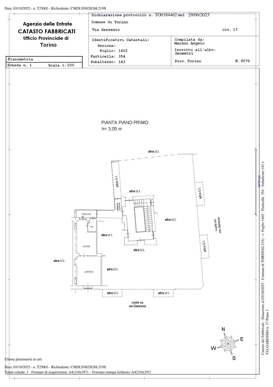Two-room apartment via Garessio, 17, Torino (neighborhood Nizza Millefonti) - floor plans 1