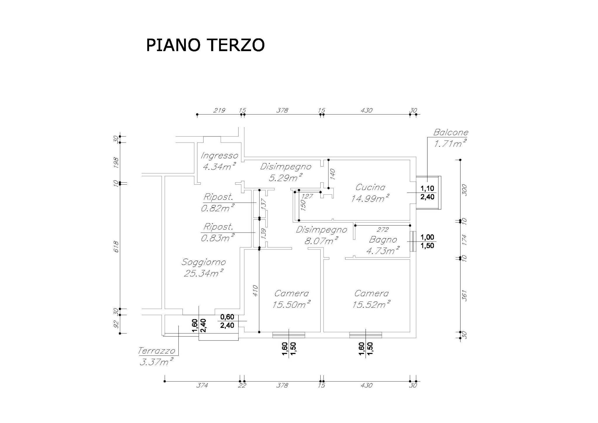 Quadrilocale via Pietro Mengoli, Bologna (zona Massarenti) - planimetria 1