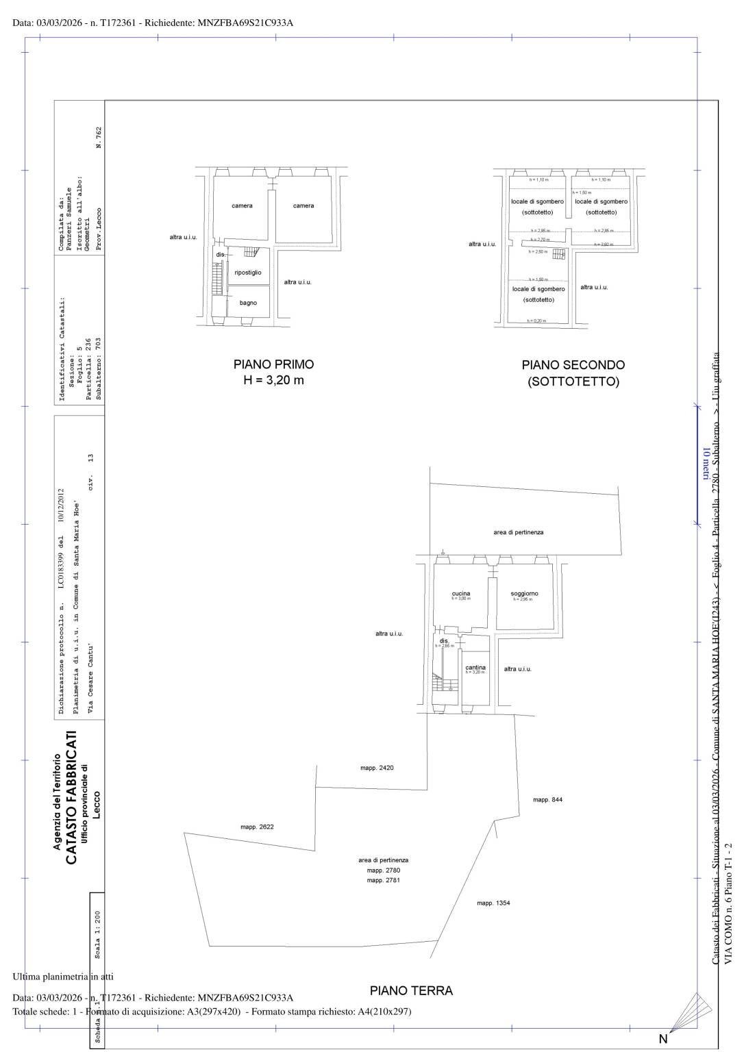 Rustico via Cesare Cantù, 10, Santa Maria Hoè - planimetria 1