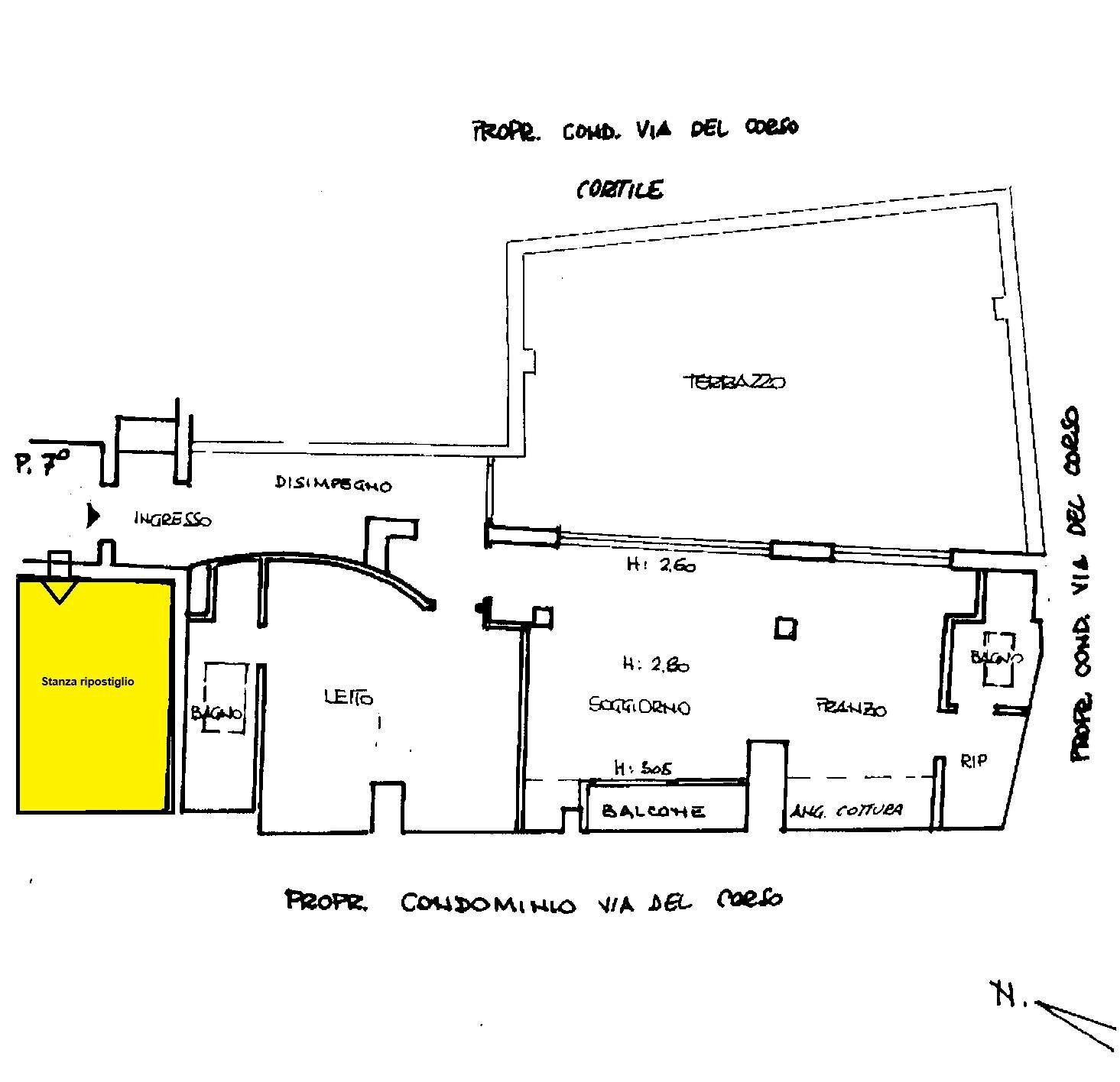 Attic via del Corso, Roma (neighborhood Centro Storico) - floor plans 1