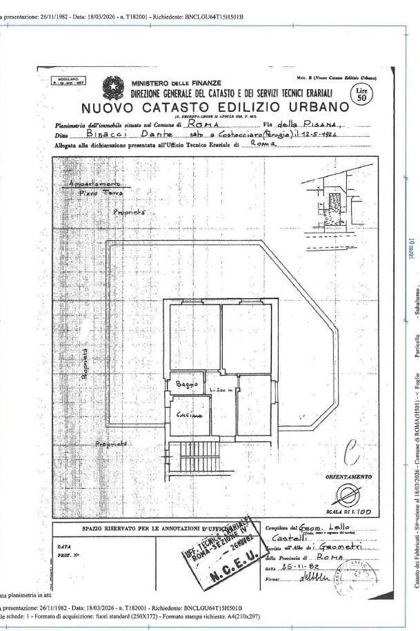 Trilocale via della Pisana, 43, Roma - planimetria 1