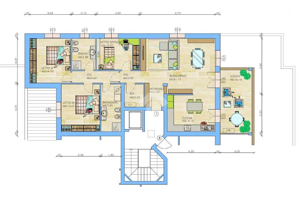 Four-room apartment Via Angelo Morini, Scandiano - floor plans 1