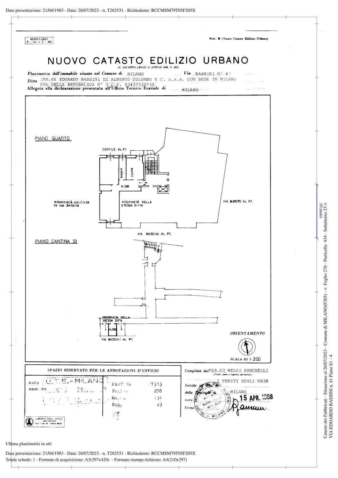 Appartamento via Edoardo Bassini, 41, Milano (zona Lambrate) - planimetria 1