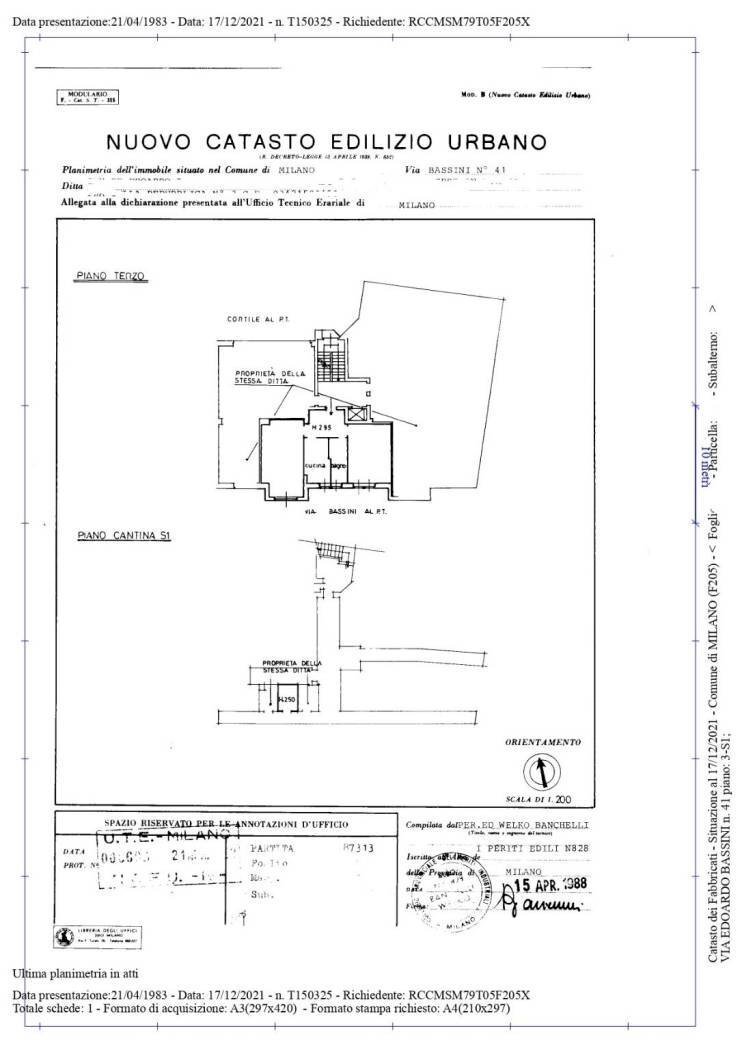Three-room apartment via Edoardo Bassini, 41, Milano (neighborhood Lambrate) - floor plans 1