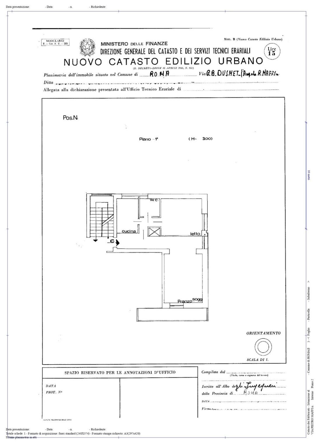Bilocale via Pietro Maffi, Roma - planimetria 1