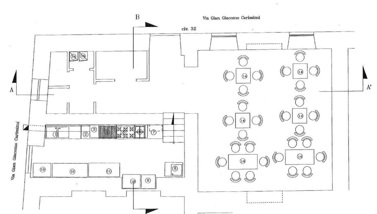 Restaurant via Giacomo Carissimi, 32, Marino - floor plans 1