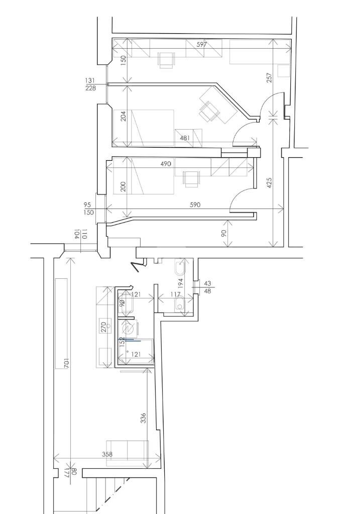 Monolocale Via delle Moline, Bologna (zona Centro Storico) - planimetria 1