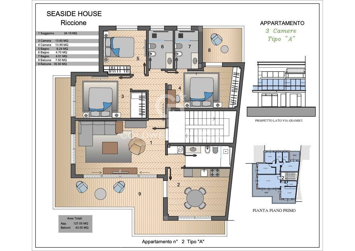 Foto 35 - Quadrilocale Viale Gramsci
 
34, Riccione - planimetria 1