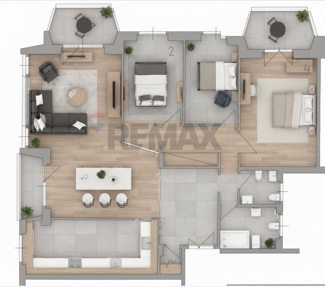 Pianta 3D - Quadrilocale Largo Aldo De Palma
 
1, Roma - planimetria 1