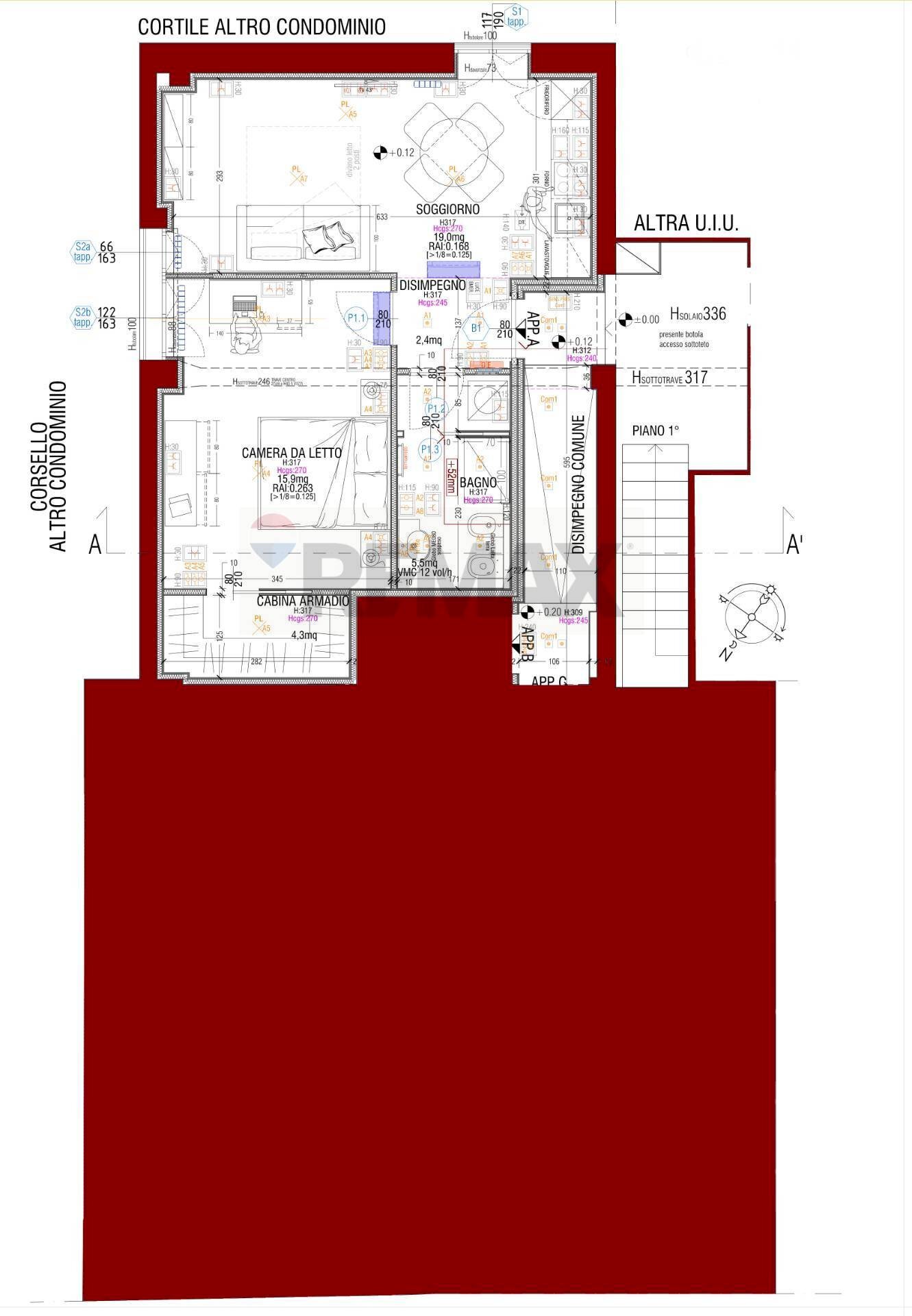 Pianta 2D - Bilocale San Donato Milanese - planimetria 1