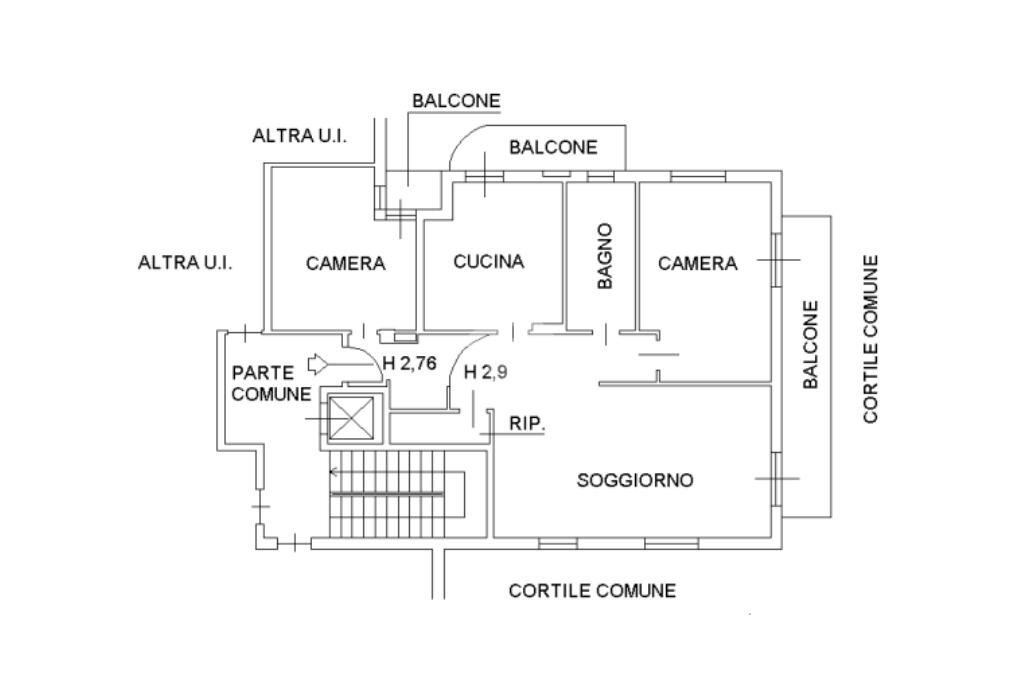 Trilocale Via Giovanni Battista Pergolesi, Milano - planimetria 1