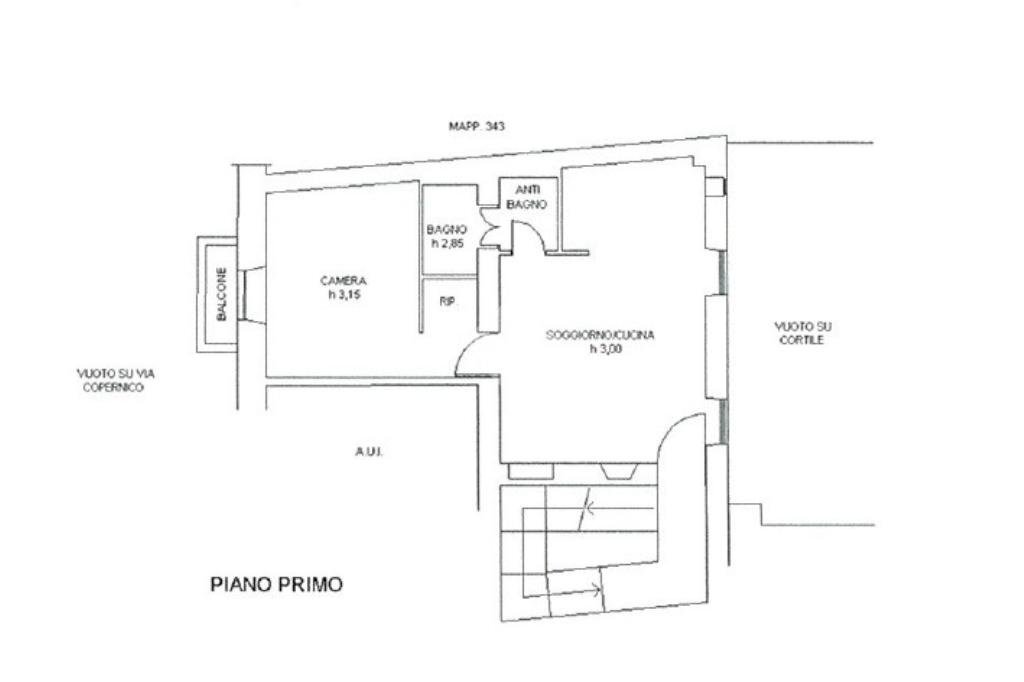 Bilocale Via Giulio Tarra, Milano (zona Centrale) - planimetria 1