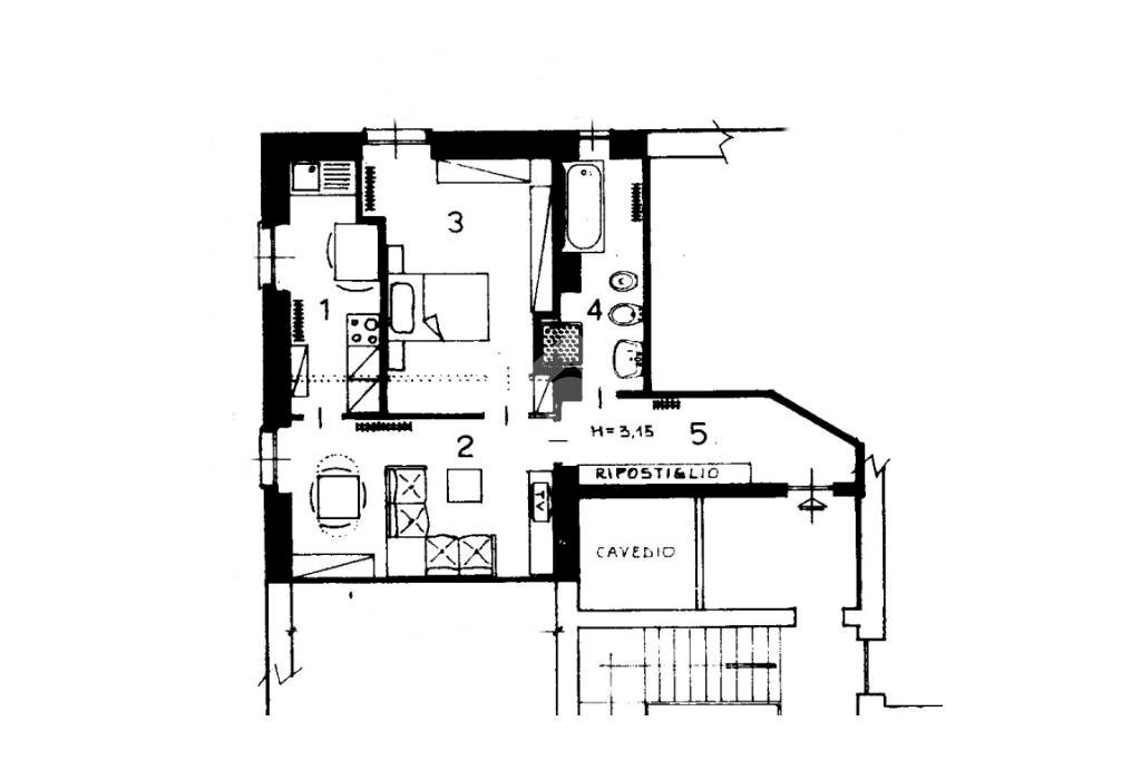 Bilocale Via Gustavo Fara, Milano (zona Repubblica) - planimetria 1