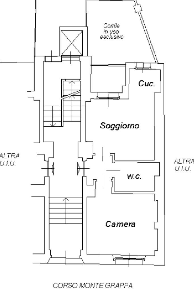 Bilocale Corso Montegrappa, Torino (zona Parella) - planimetria 1
