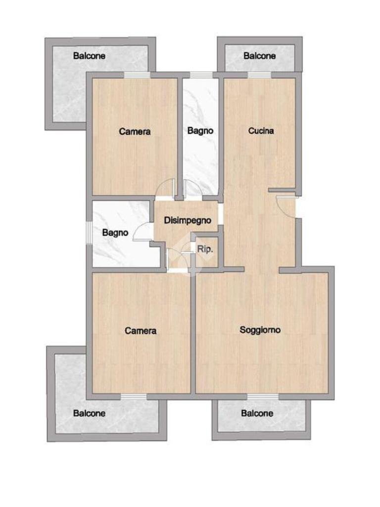 Three-room apartment Via Piero Gobetti, Segrate - floor plans 1