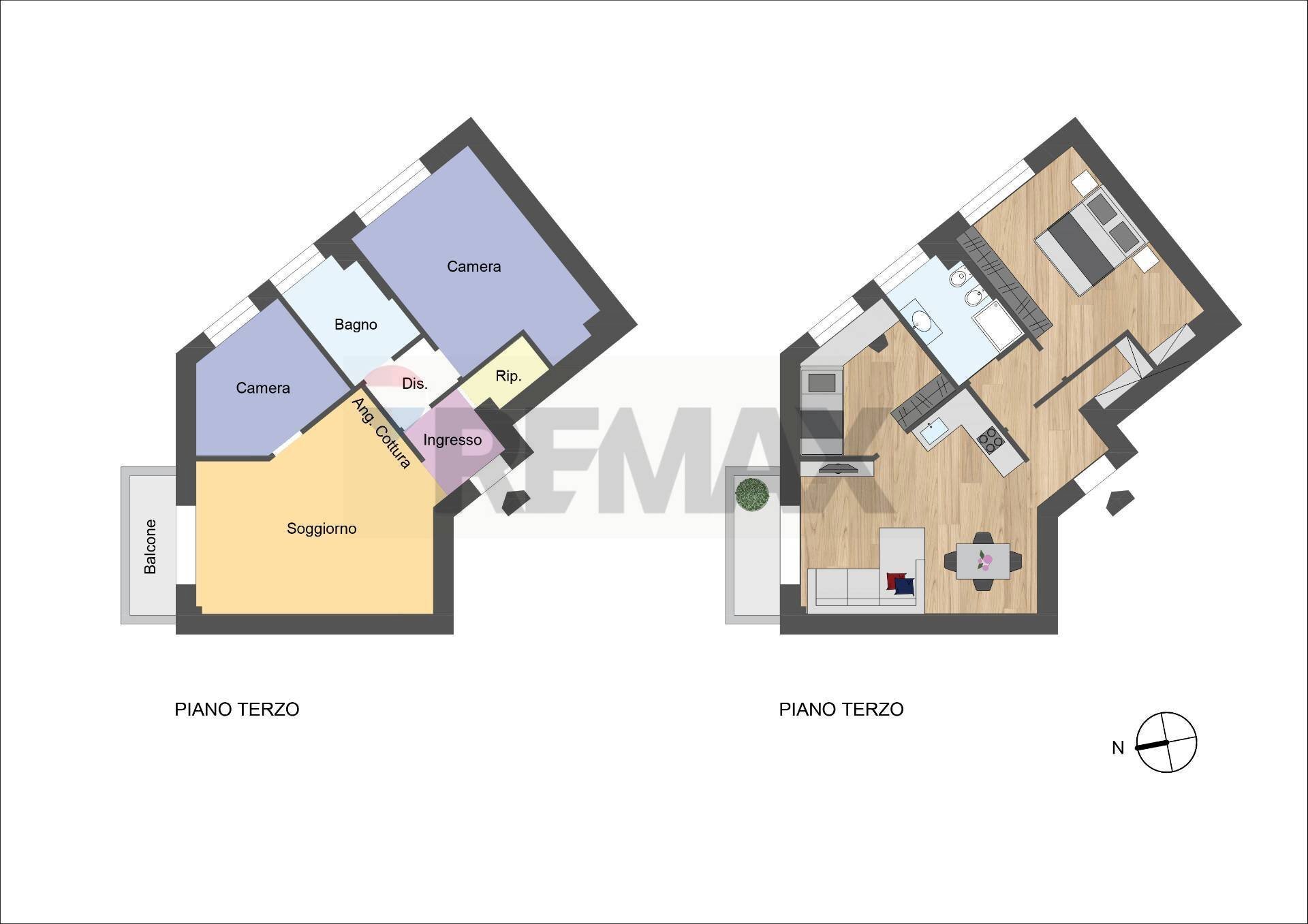 Pianta 2D - Trilocale Via Tolmezzo
 
2, Milano - planimetria 1