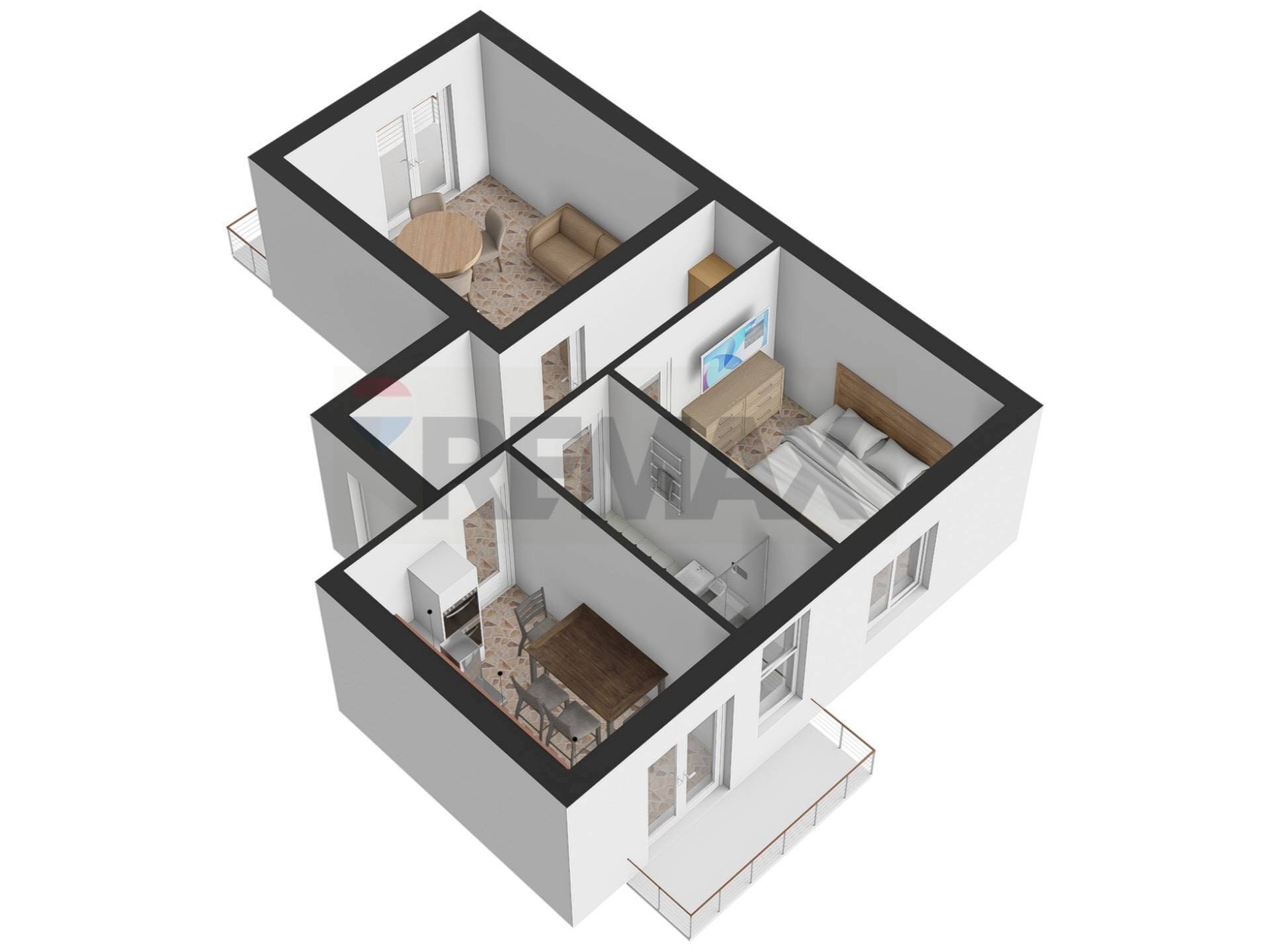 Pianta 3D - Two-room apartment Via Fulvio Testi
 
22, Vercelli - photo 3