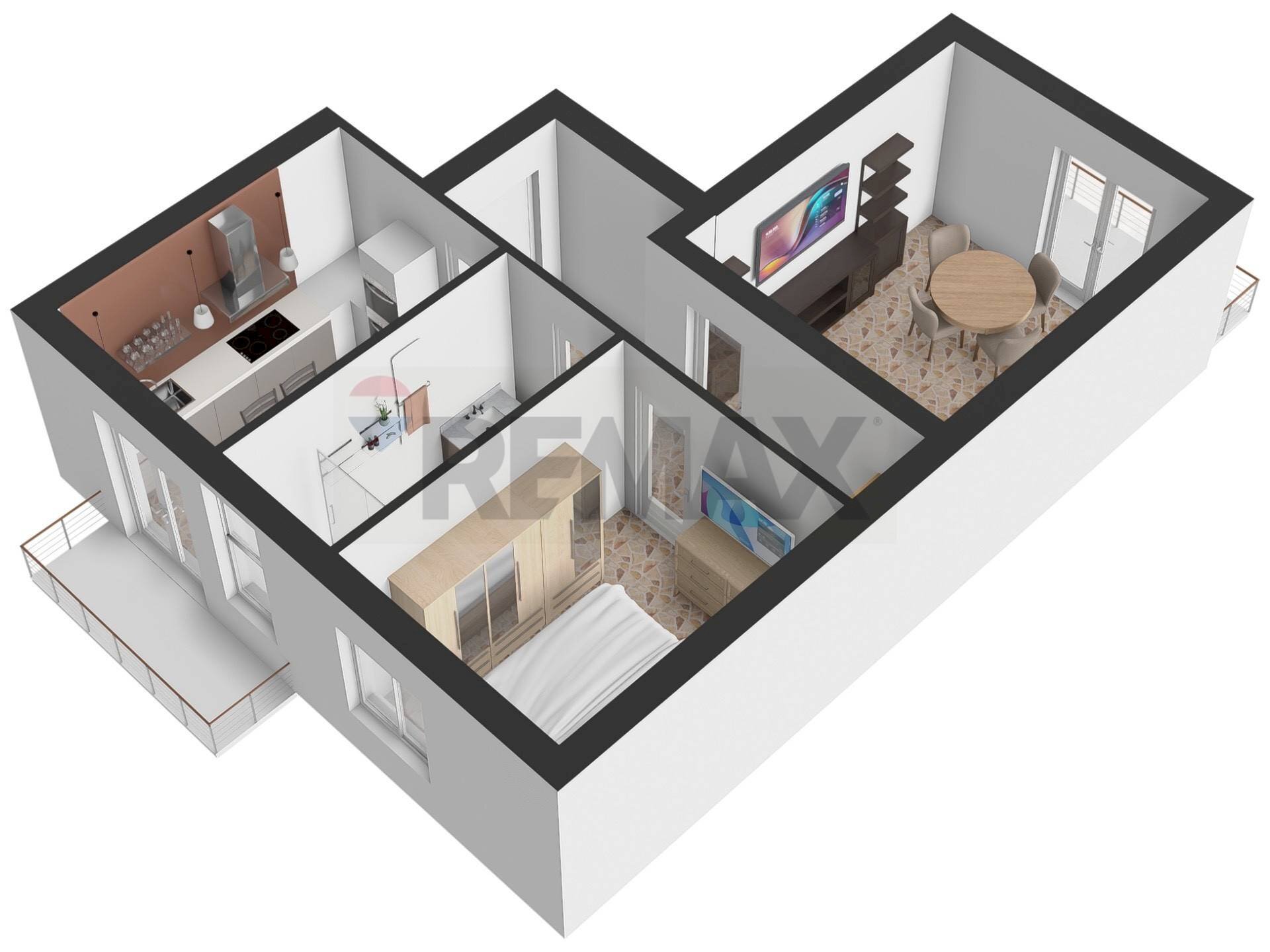 Pianta 3D - Two-room apartment Via Fulvio Testi
 
22, Vercelli - photo 1