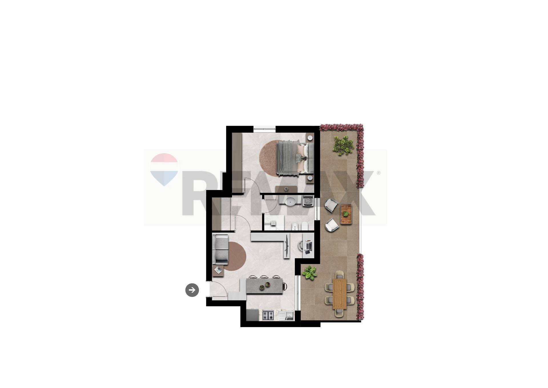 Pianta 2D - Bilocale VIA ALDO MORO
 
9, Lallio - planimetria 1