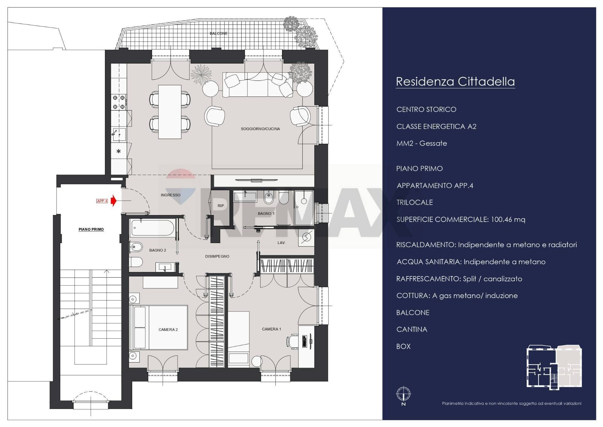 Pianta 2D - Trilocale Via Cittadella
 
5, Gessate - planimetria 1