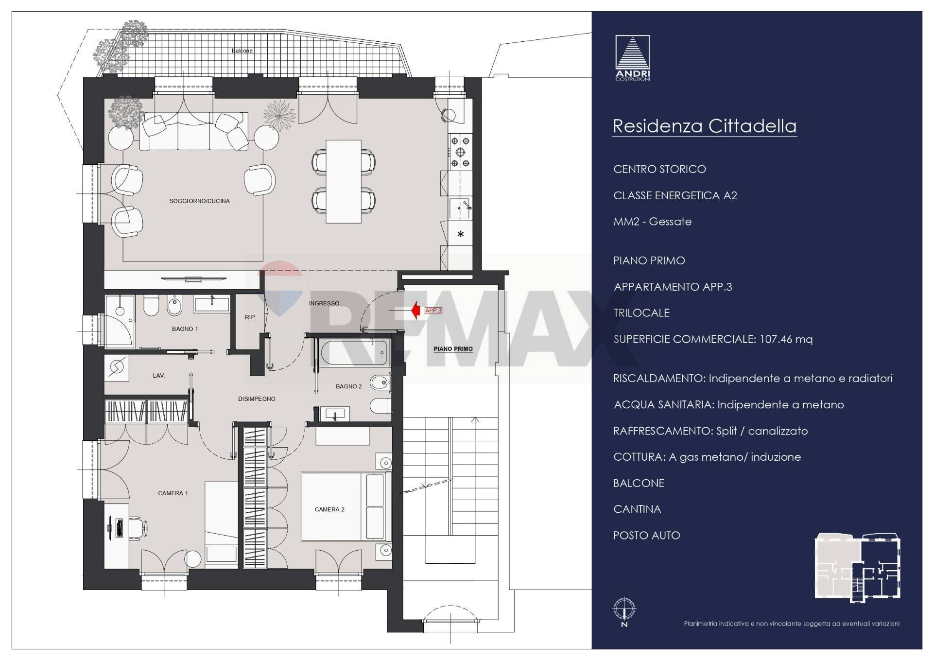 Pianta 2D - Trilocale Via Cittadella
 
5, Gessate - planimetria 1