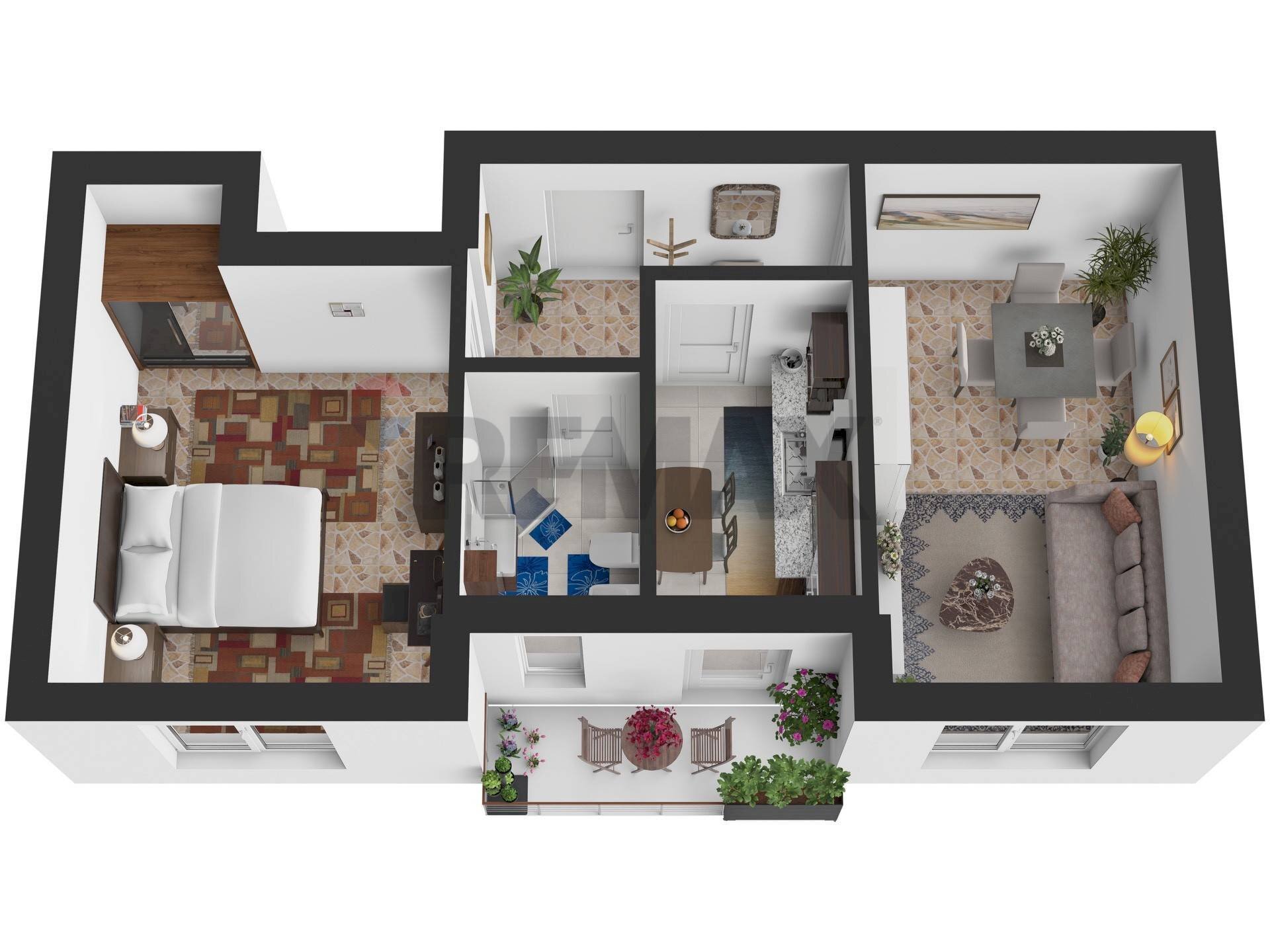 Pianta 3D - Two-room apartment Via Fulvio Testi
 
22, Vercelli - photo 3