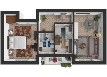 Pianta 3D - Two-room apartment Via Fulvio Testi
 
22, Vercelli - photo 2