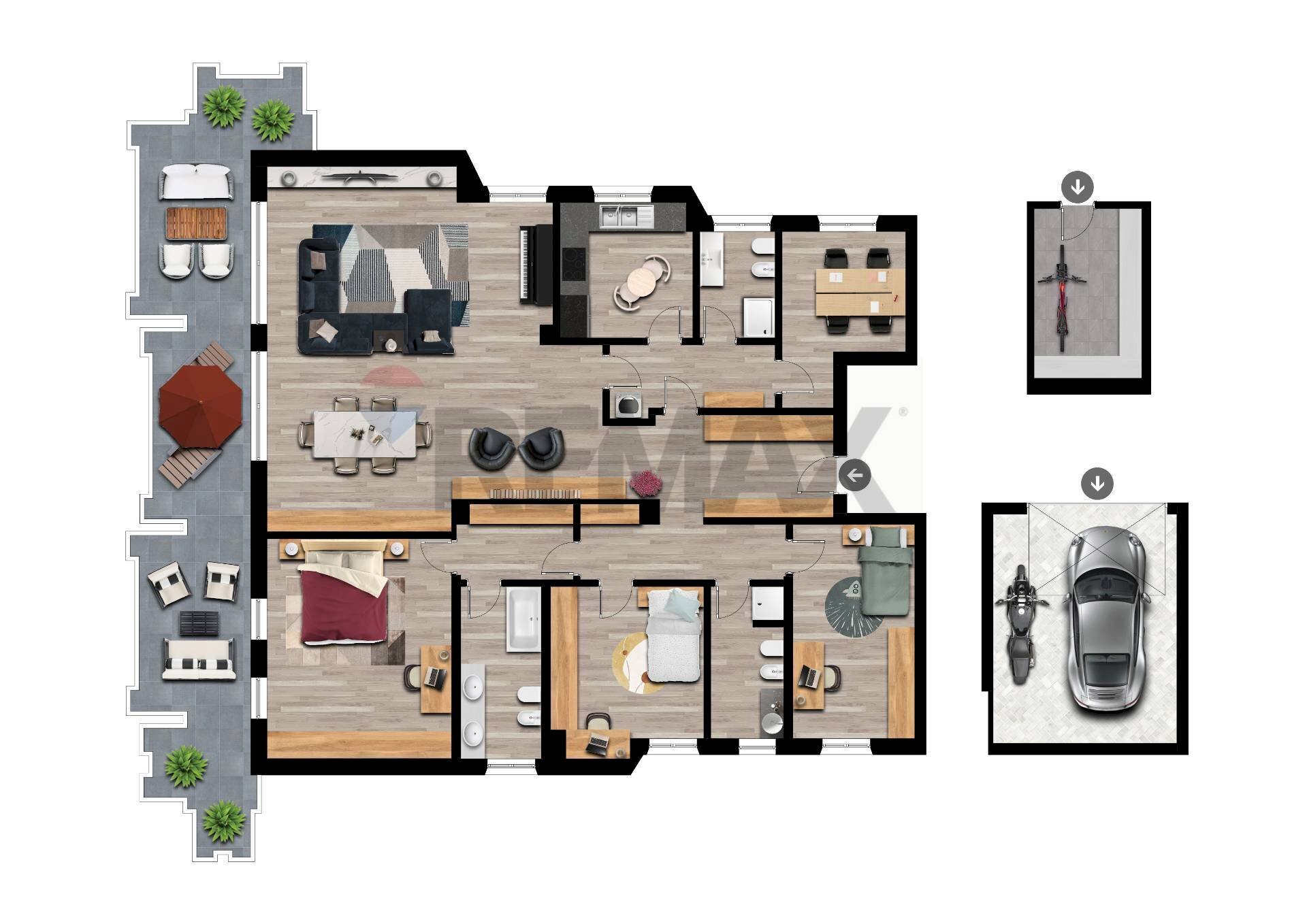Pianta 2D - Appartamento Viale vittorio Emanuele II
 
23, Bergamo - planimetria 1