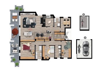 Pianta 2D - Appartamento Viale vittorio Emanuele II
 
23, Bergamo - foto 3