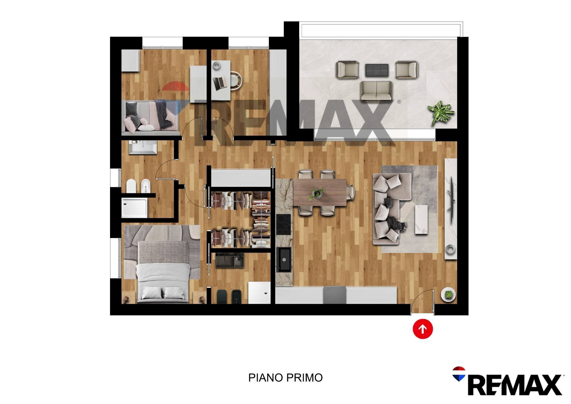 Pianta 2D - Four-room apartment Alcide De Gasperi
 
35/A, Agrate Brianza - floor plans 1
