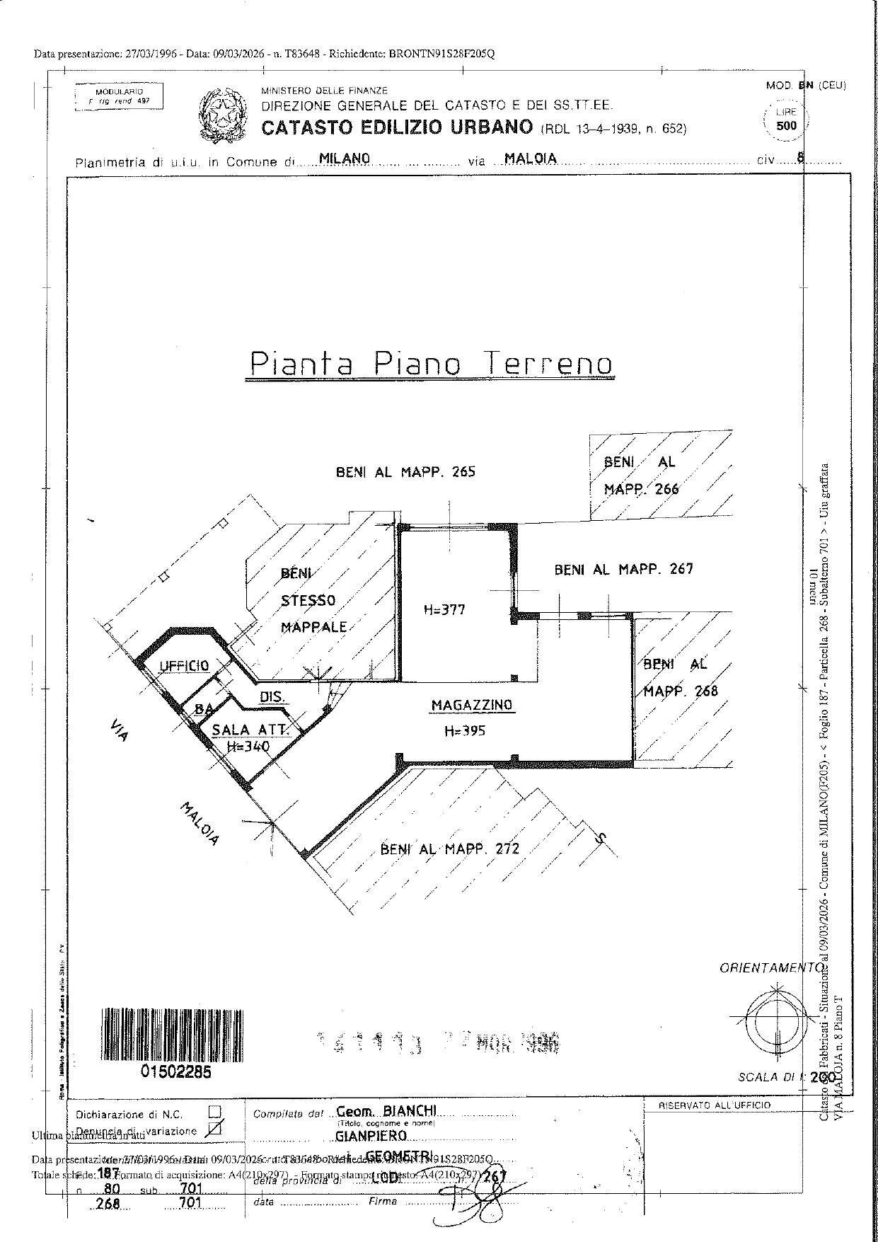 Foto 36 - Ufficio via Maloia
 
8, Milano - planimetria 1