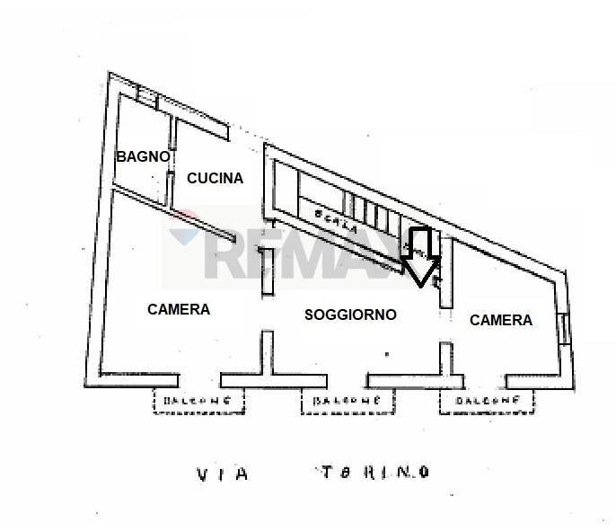 Pianta 2D - Trilocale Via Torino
 
32, Palermo - planimetria 1