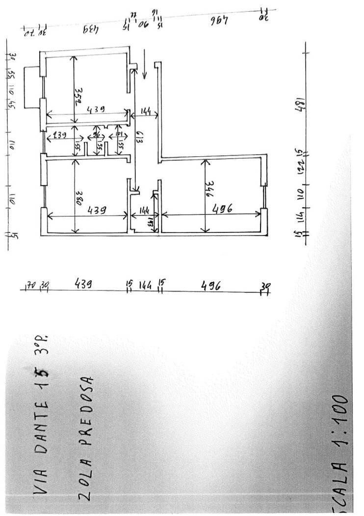 Trilocale via Dante Alighieri, 15, Zola Predosa - planimetria 1