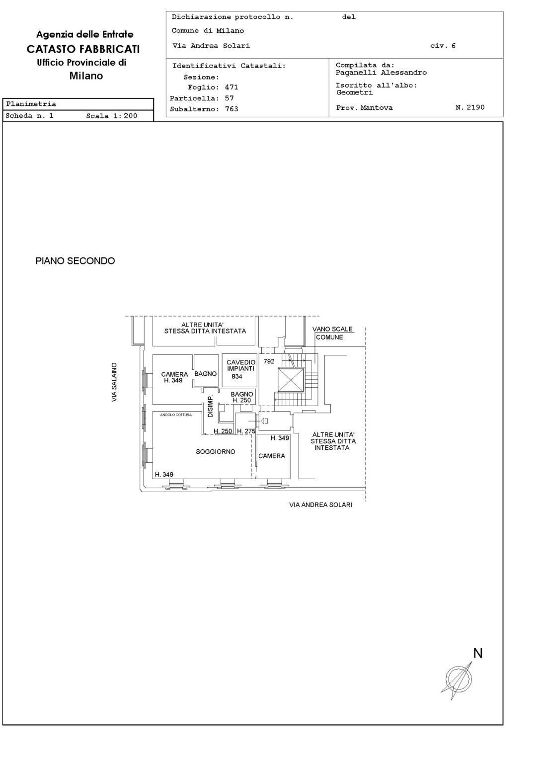 Appartamento via Andrea Solari, 6, Milano - planimetria 1