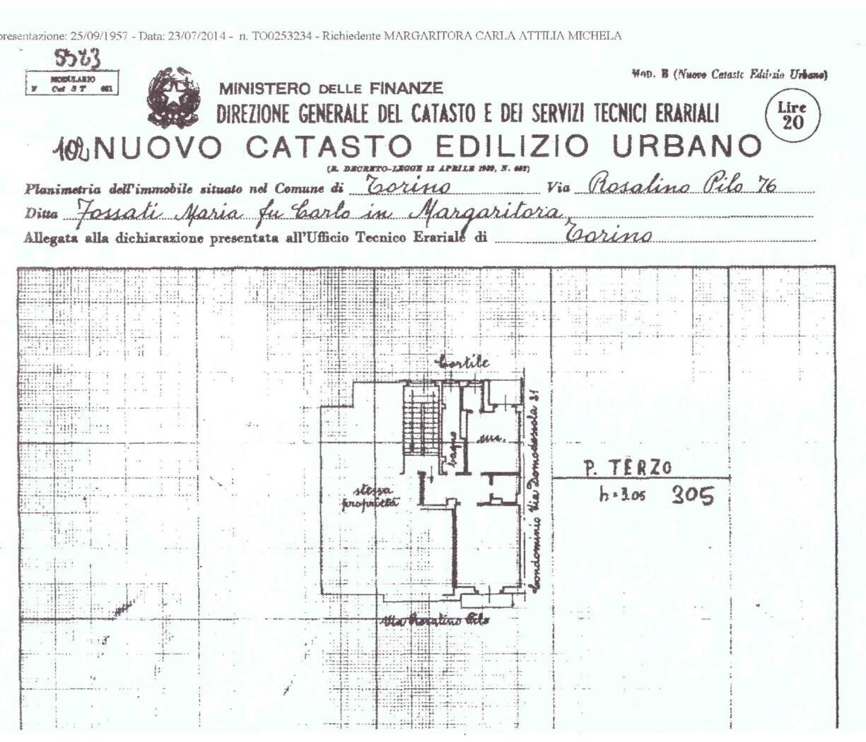 Bilocale via Rosolino Pilo, 76, Torino (zona Parella) - planimetria 1