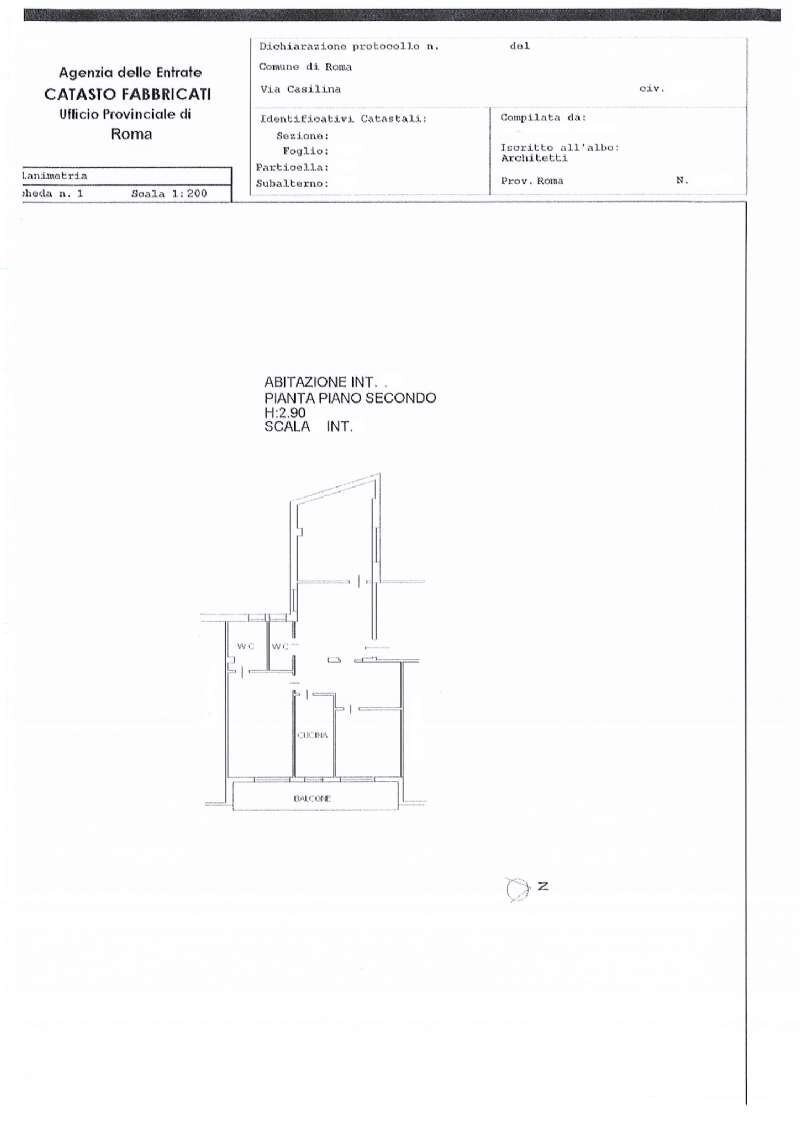 plan - Quadrilocale via Casilina, Roma (zona Pigneto) - planimetria 1