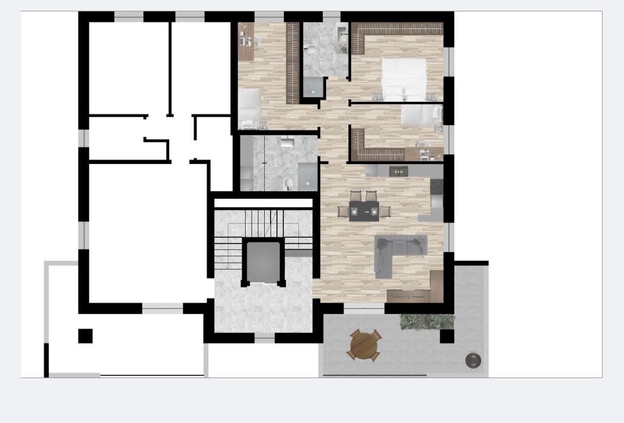 piano 1 render plani.jpg - Four-room apartment Via Socrate, Nonantola - floor plans 1