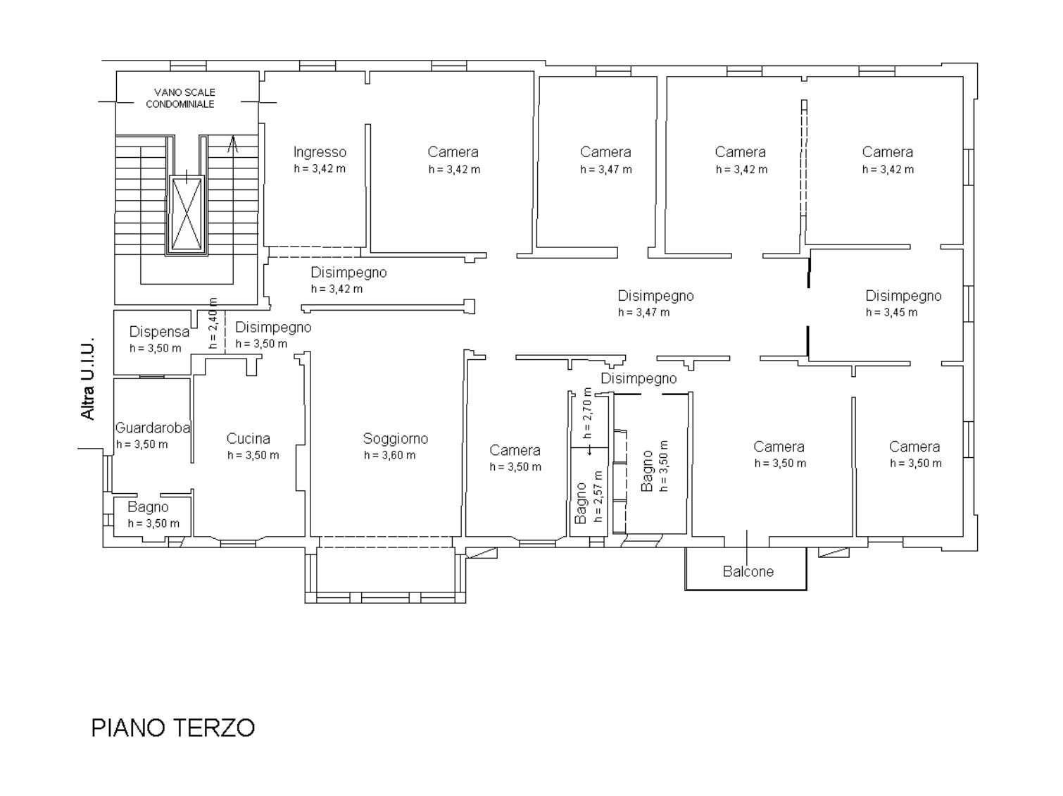 PLANIMETRIA - Apartment Via Castiglione, Bologna (neighborhood Santo Stefano) - floor plans 1